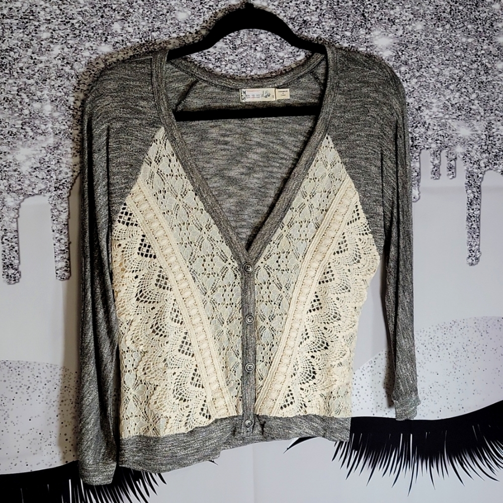 Womens Button front lace cardigan